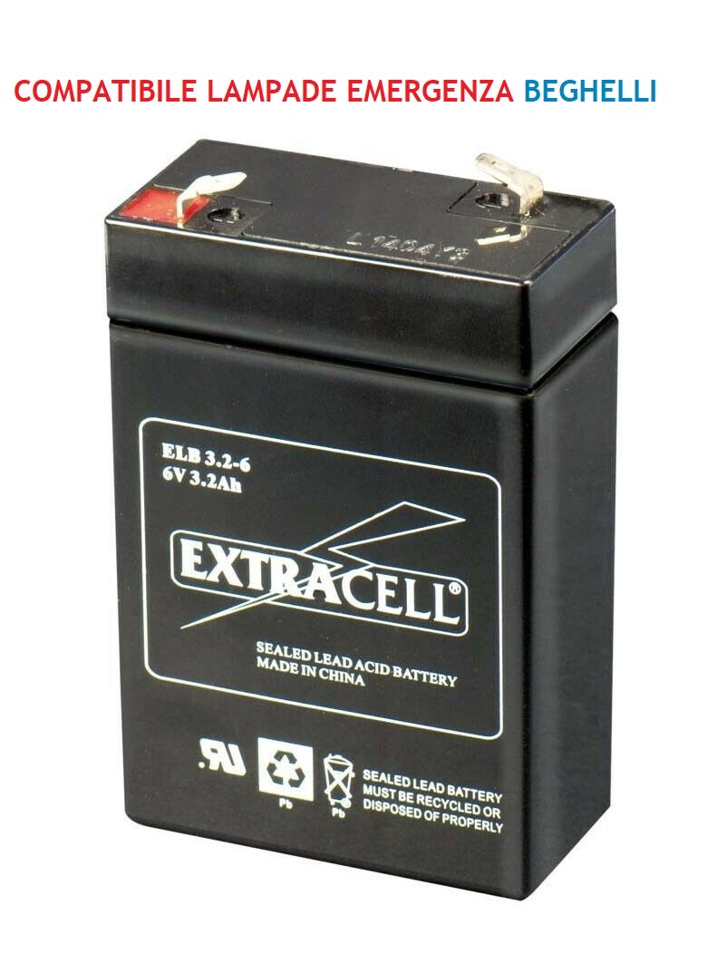 BATTERIA 6V 2.8 AH  RICARICABILE AL PIOMBO ERMETICO COMPATIBILE LAMPADE EMERGENZA BEGHELLI