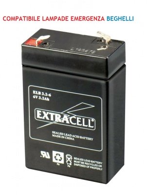 BATTERIA 6V 2.8 AH  RICARICABILE AL PIOMBO ERMETICO COMPATIBILE LAMPADE EMERGENZA BEGHELLI