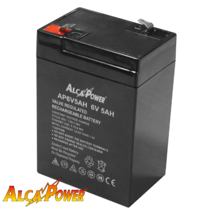 BATTERIA 6V 5AH ERMETICA RICARICABILE AL PIOMBO 