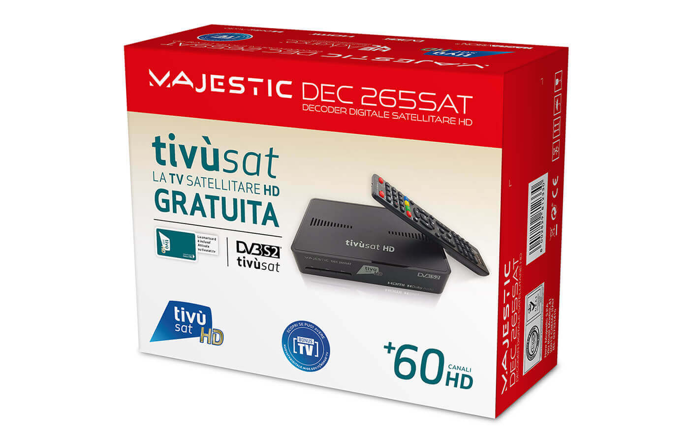 DECODER HD TIVÙSAT MAJESTIC 265SAT + SCHEDA TIVUSAT HD