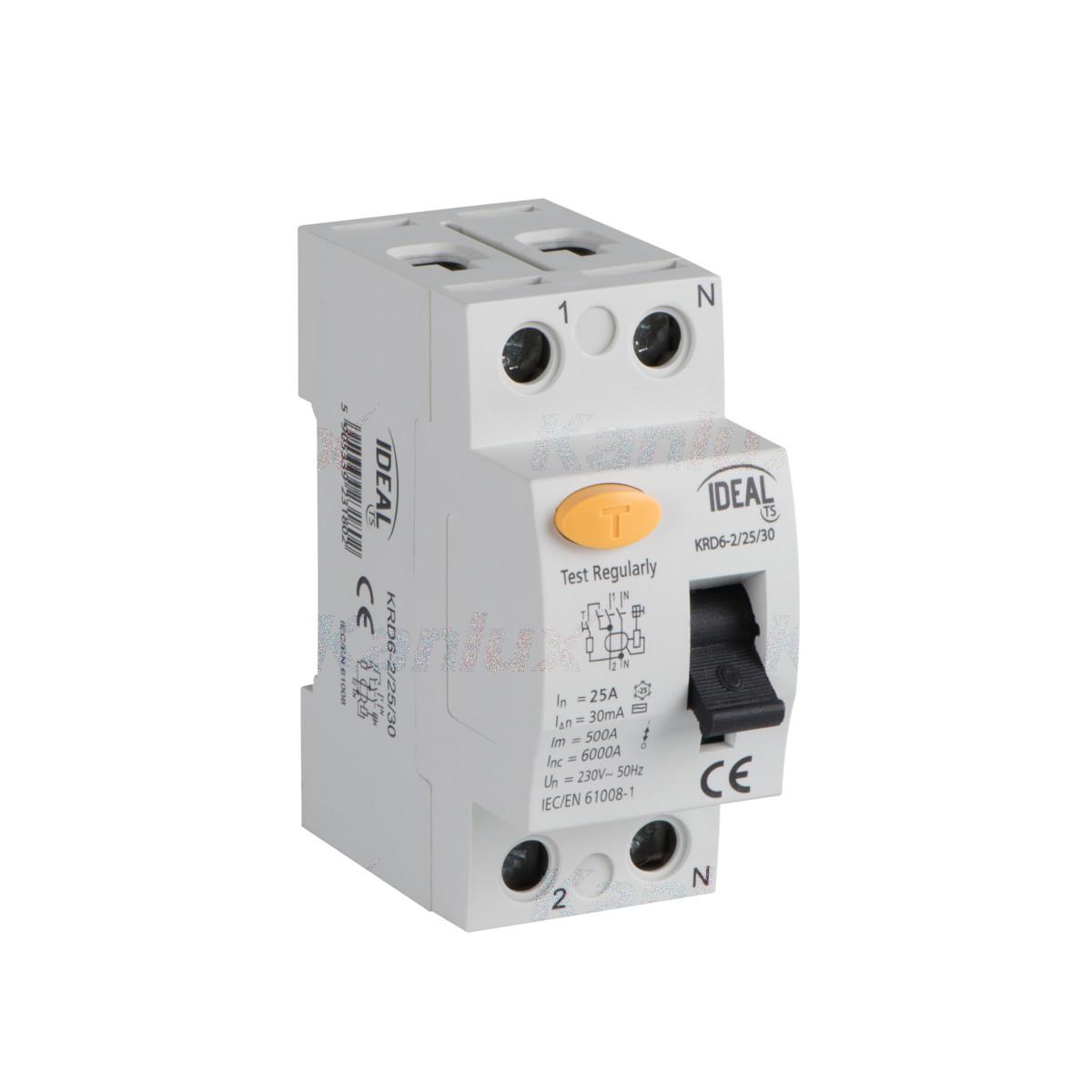 DIFFERENZIALE SALVAVITA 2 POLI 16A 10MA AC - CURVA A - BY KANLUX