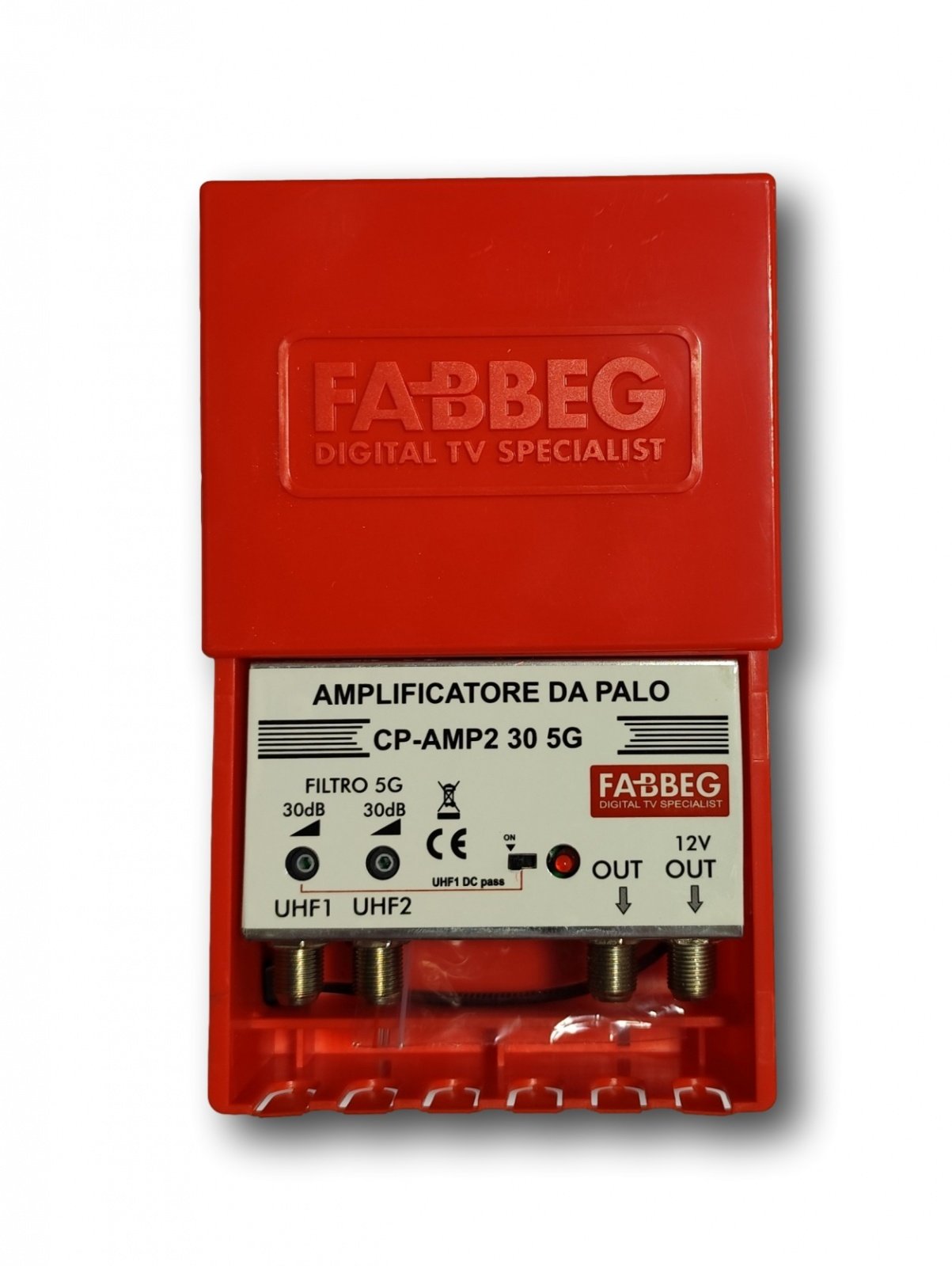 FABBEG AMPLIFICATORE ANTENNA TV 30 DB DA PALO 2 IN  2 OUT 5G