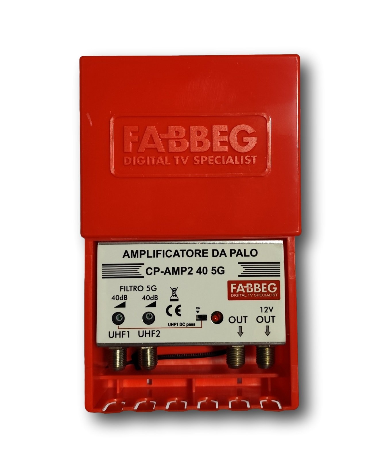 FABBEG AMPLIFICATORE ANTENNA TV 40 DB DA PALO 2 IN  2 OUT 5G