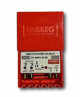 FABBEG AMPLIFICATORE ANTENNA TV 40 DB DA PALO 2 IN  2 OUT 5G