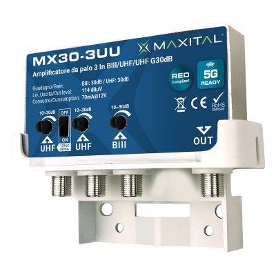 FTE MAXITAL AMPLIFICATORE ANTENNA TV 30 DB DA PALO 3 INGRESSI 1 USCITA 