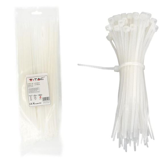 Fascetta 4.5 x 300mm bianco 100 pcs/pack - v-tac