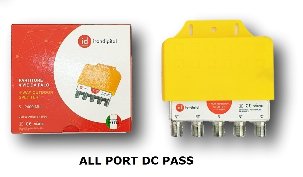 PARTITORE SPLITTER DA PALO 4 VIE SIA PER DIGITALE TERRESTRE CHE PER IMPIANTI SATELLITARI 