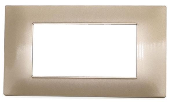 PLACCA 4 POSTI COLOR CHAMPAGNE COMPATIBILE VIMAR PLANA