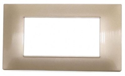 PLACCA 4 POSTI COLOR CHAMPAGNE COMPATIBILE VIMAR PLANA